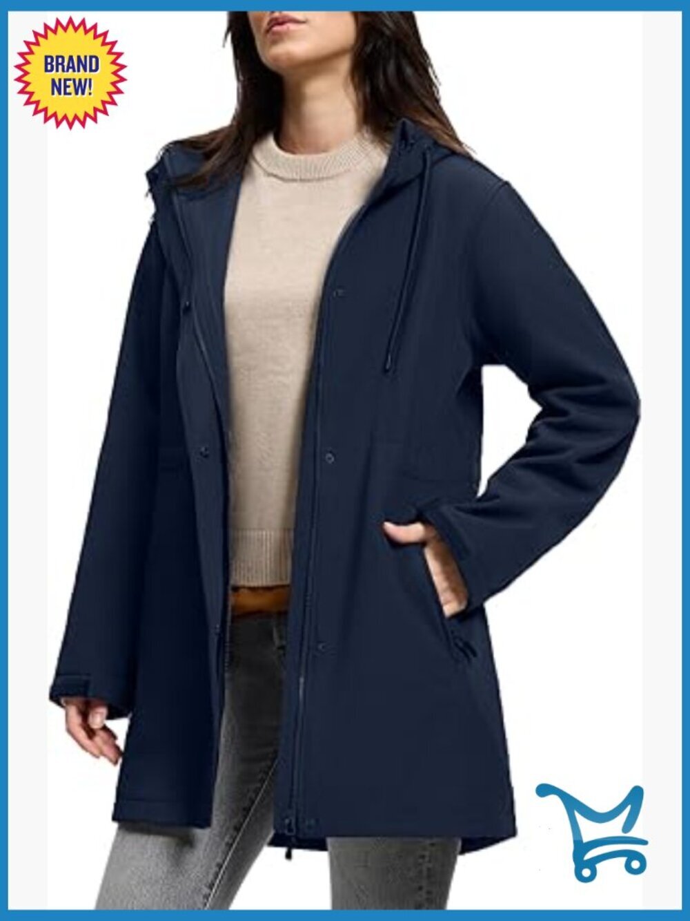 Women's Waterproof Fleece Lined Hooded Rain Jacket Windbreaker Long Warm